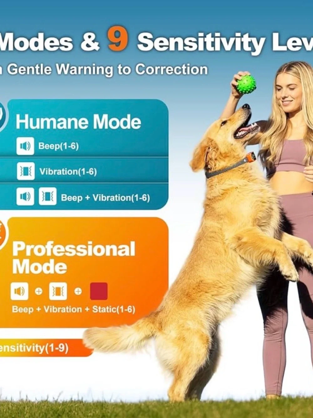 Orange Smart Pet Training Collar - Adjustable Wearable